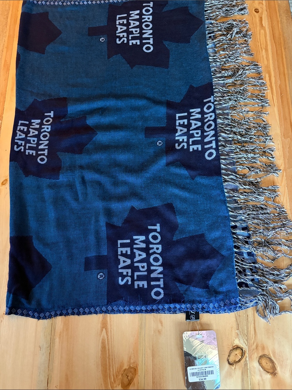 NHL Toronto Maple Leafs Blue Fringe Throw Blanket/Scarf-New Withs Tags